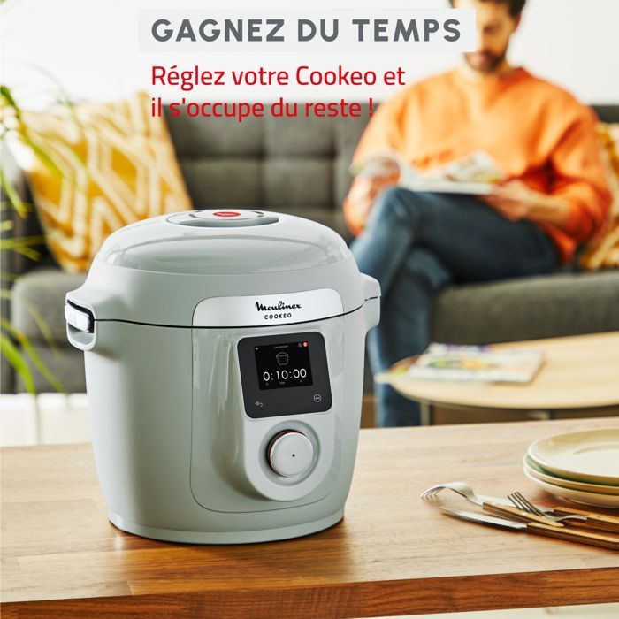 Multicooker Moulinex Cookeo Wifi 10 in 1, 6 litri, 10 modalità di cottura, eucalipto CE96G310