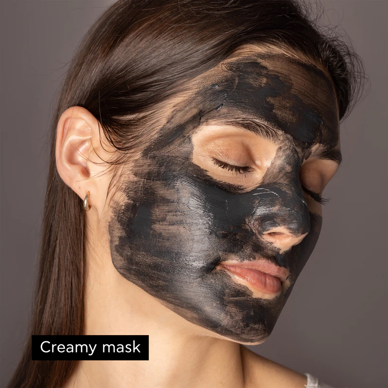 Máscara facial purificante Apivita Express Beauty com própolis, máscara de limpeza preta para pele oleosa.