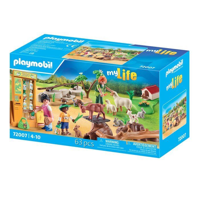 PLAYMOBIL 72007 Alla scoperta degli animali nella fattoria e nello zoo, 63 pezzi, età 4+