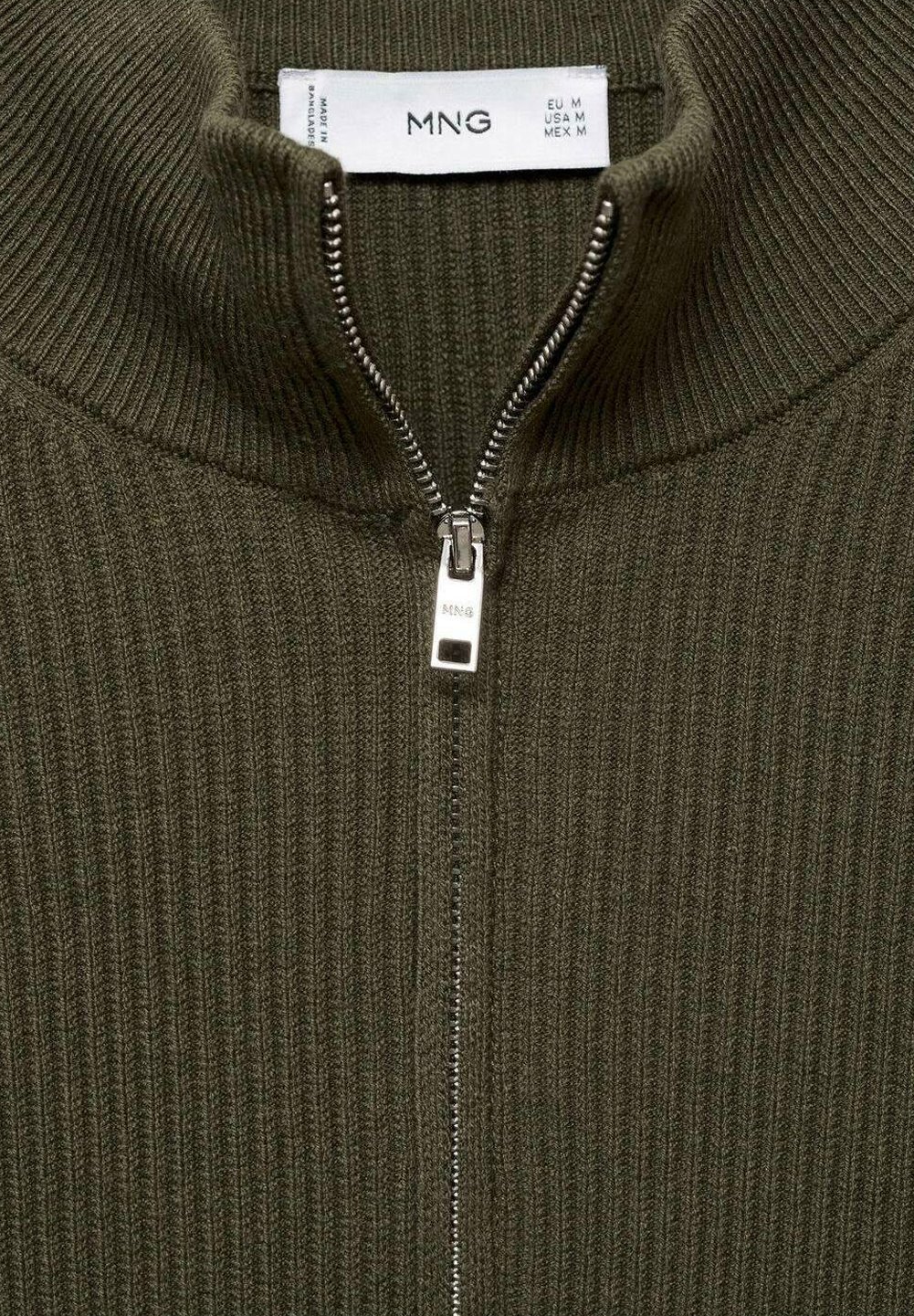 Maglione Mango CON ZIP SUL COLLO - verde oliva