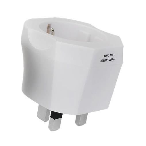 Adaptador de viagem Europa-Reino Unido 3250W - IP44 - Branco - Dio