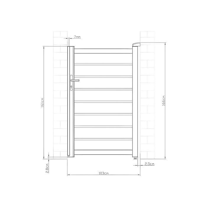 Portillon battant aluminium ajouré L103 x H165 cm anthracite - PRIMO