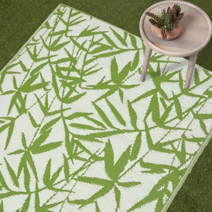 Tapis extérieur jardin imperméable, réversible et résistant UV - Zena - 150x240 cm - Vert - Matériaux recyclés - Homescapes