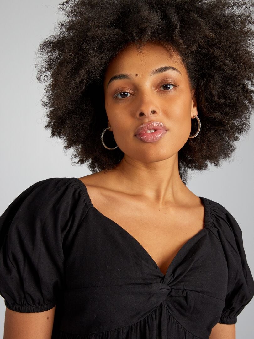 Blusa premamá de lino - negra