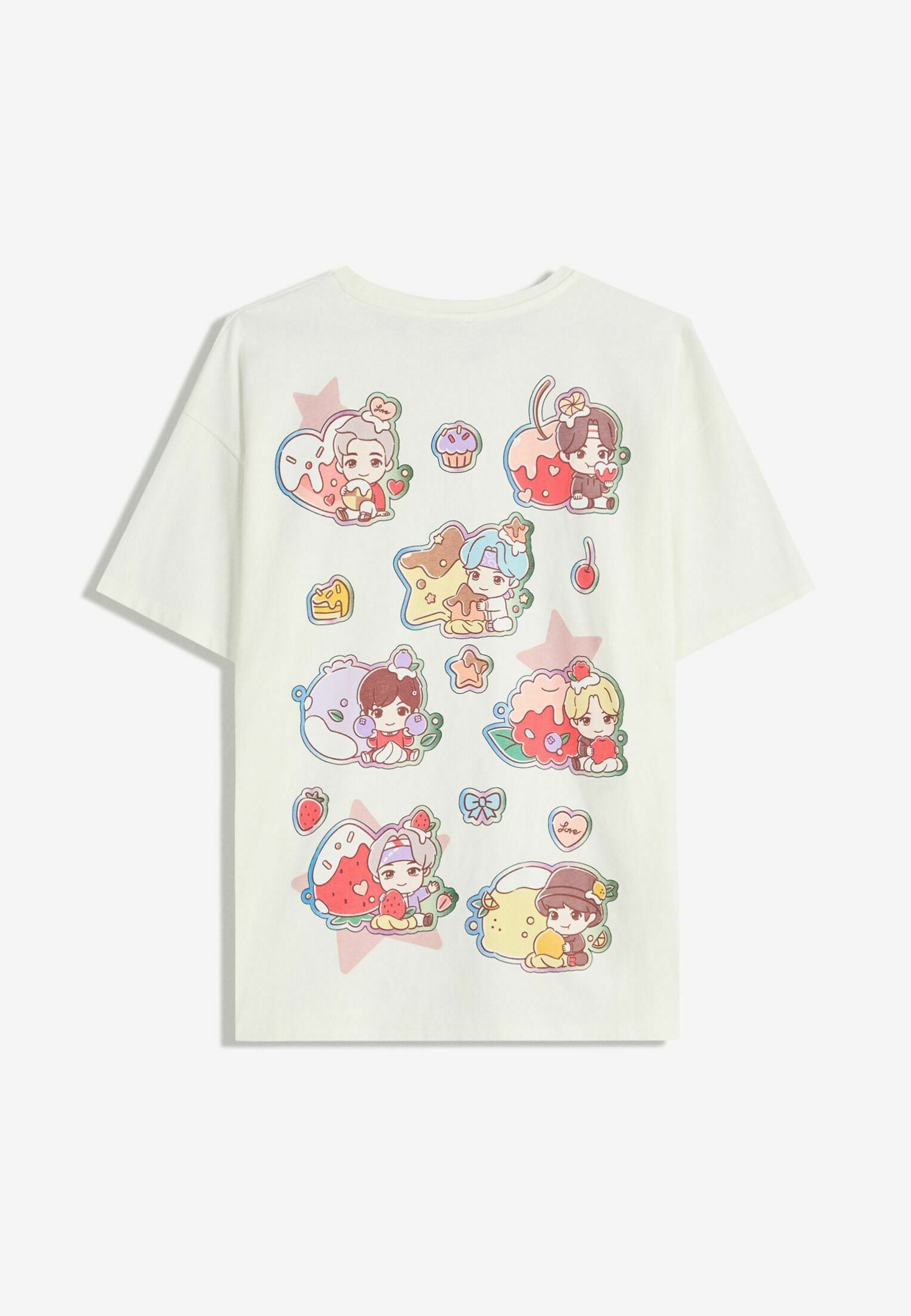 Bershka TINY TAN SHORT SLEEVE - T-shirt stampata - bianca