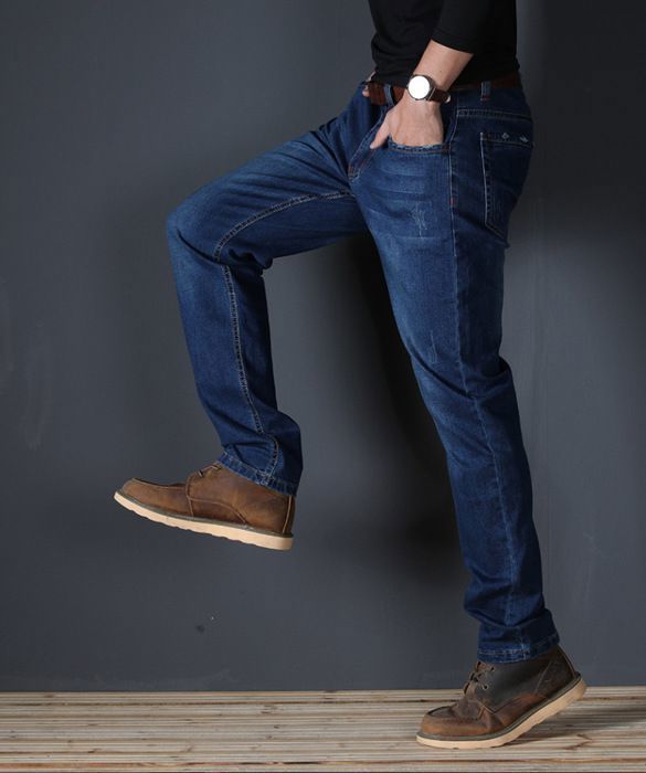 Men's Straight Leg Stretch Jeans Plus Size - INSFITY - Blue - Regular Fit - Adult - Men's