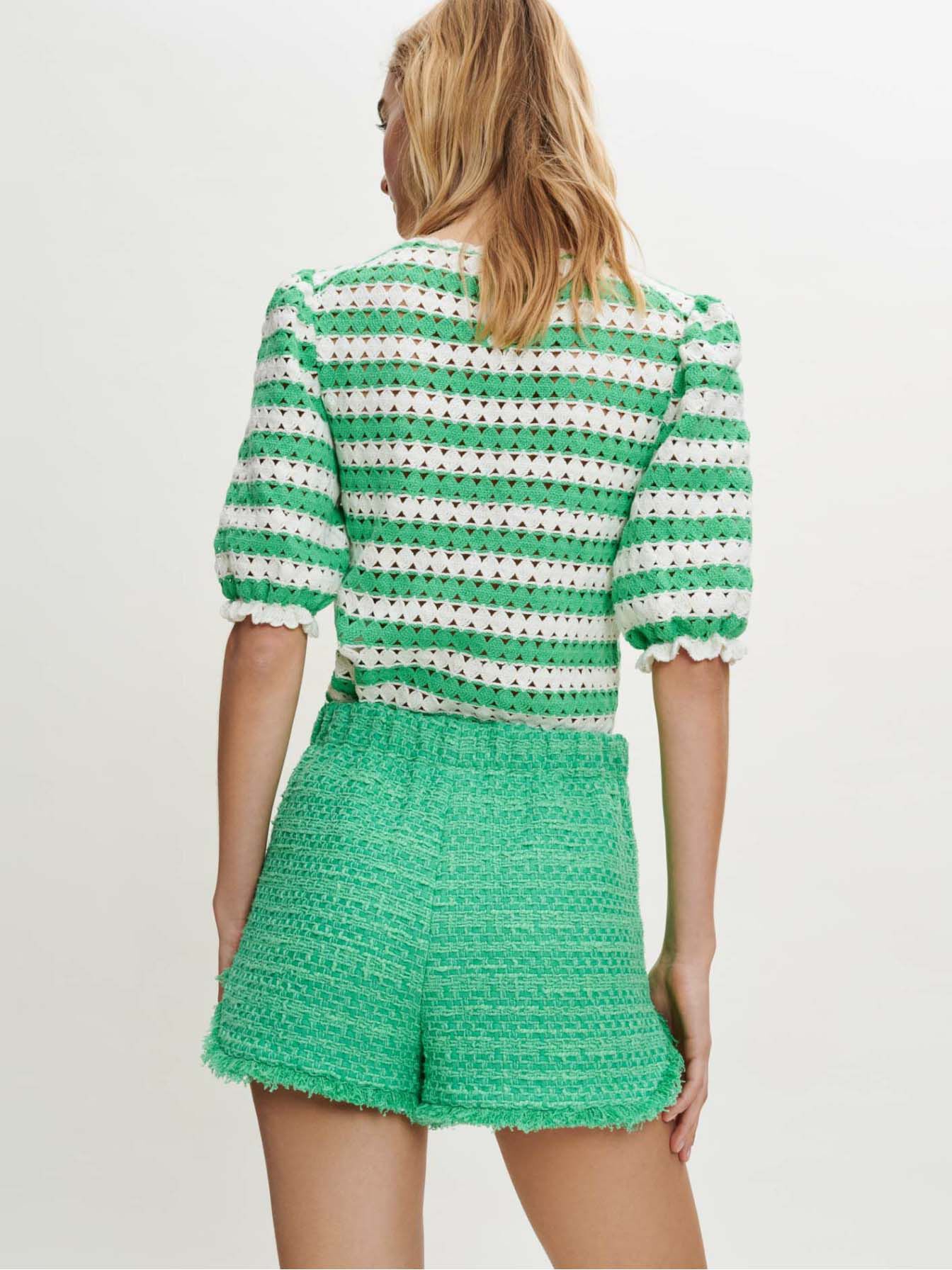 Pantaloni scurți din tweed - Vert