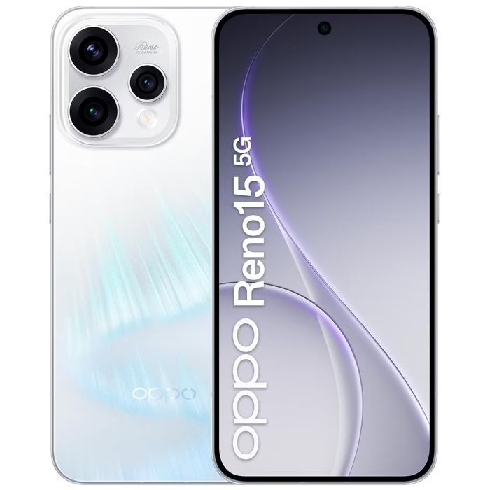 Smartphone 5G - OPPO Reno15 - 8 Go RAM - 512 Go - Aurore Blanche -Portrait Téléphoto Vibe 3.5X - Batterie 6500 mAh - EU version
