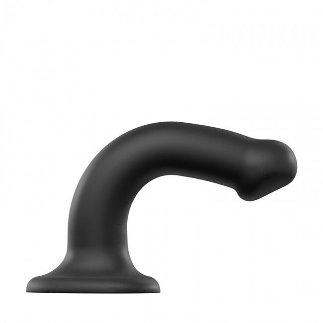 Silikonski upogljiv dildo Strap-On-Me z dvojno gostoto, črne barve, velikost M