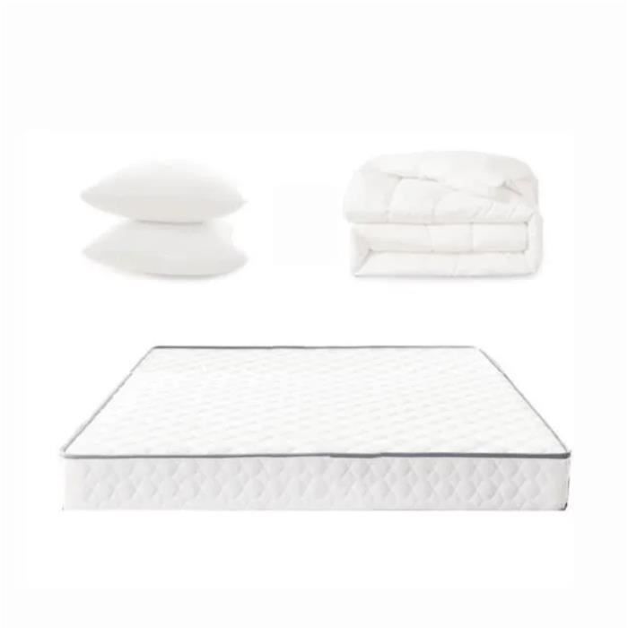 Colchón, edredón y almohada - Espuma viscoelástica - 20 cm - Firme - Hipoalergénico - Doble