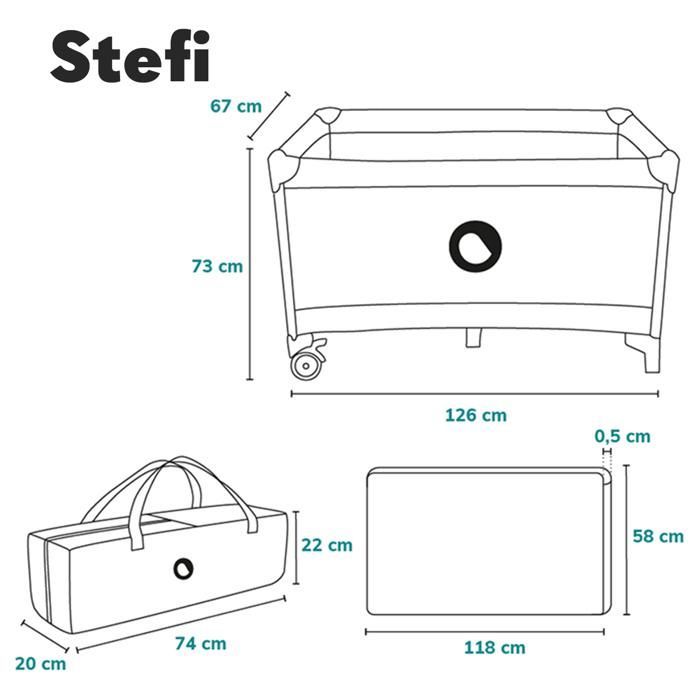 Cuna de viaje compacta 2 en 1 LIONELO de Stefi - Parque infantil - 0-36 meses - Bolsa de transporte - Plegado rápido - 2 ruedas - Beige