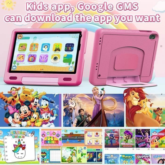 Tablet per bambini - Android - 8 pollici - 6 GB di RAM - 128 GB di memoria - Rosa