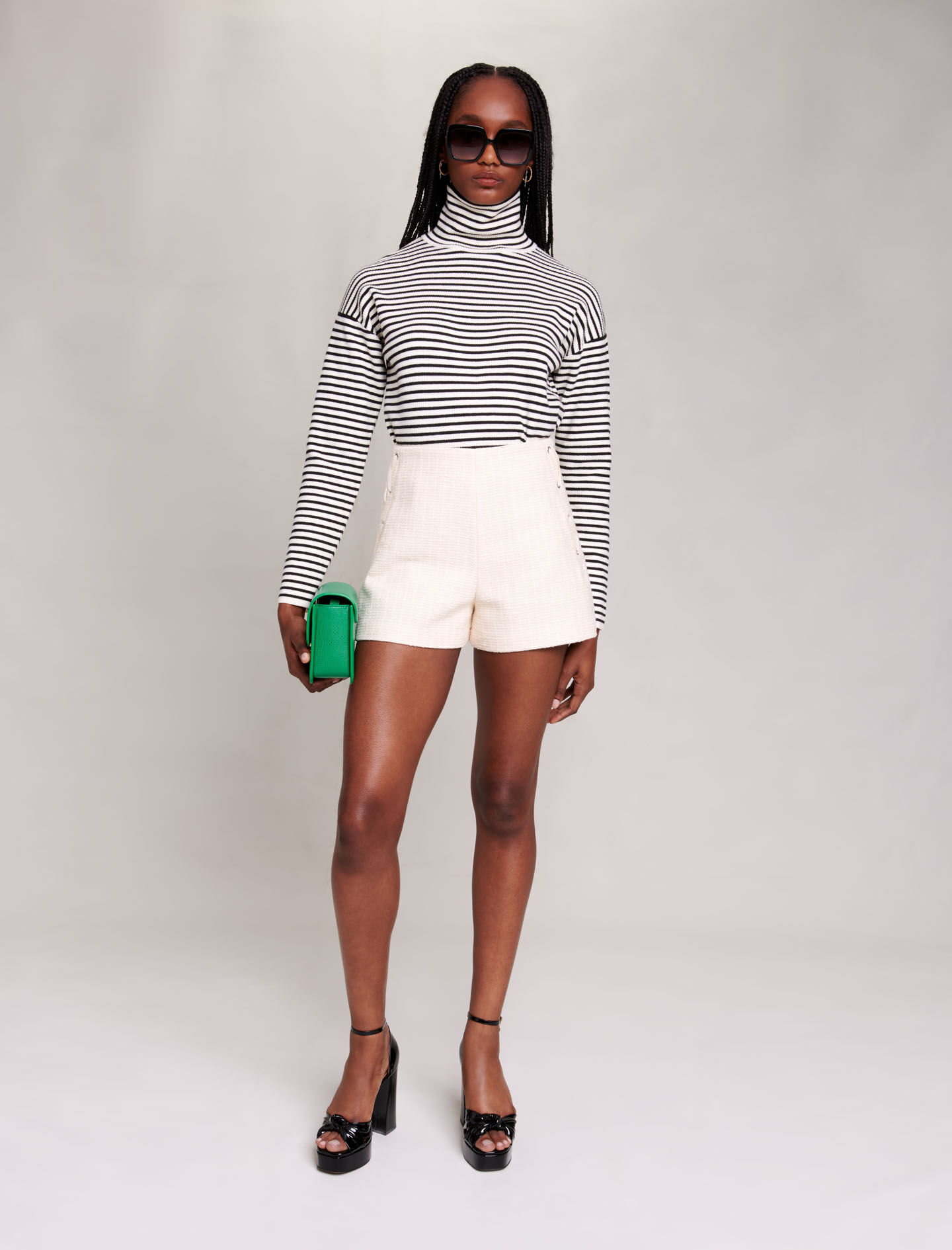 Tweed flared shorts - Raw