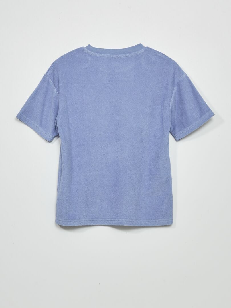 Camiseta de manga curta em tecido atoalhado - AZUL