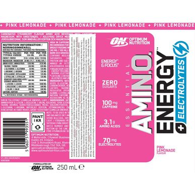 Optimum Nutrition Růžová limonáda Amino Energy Drink 250 ml