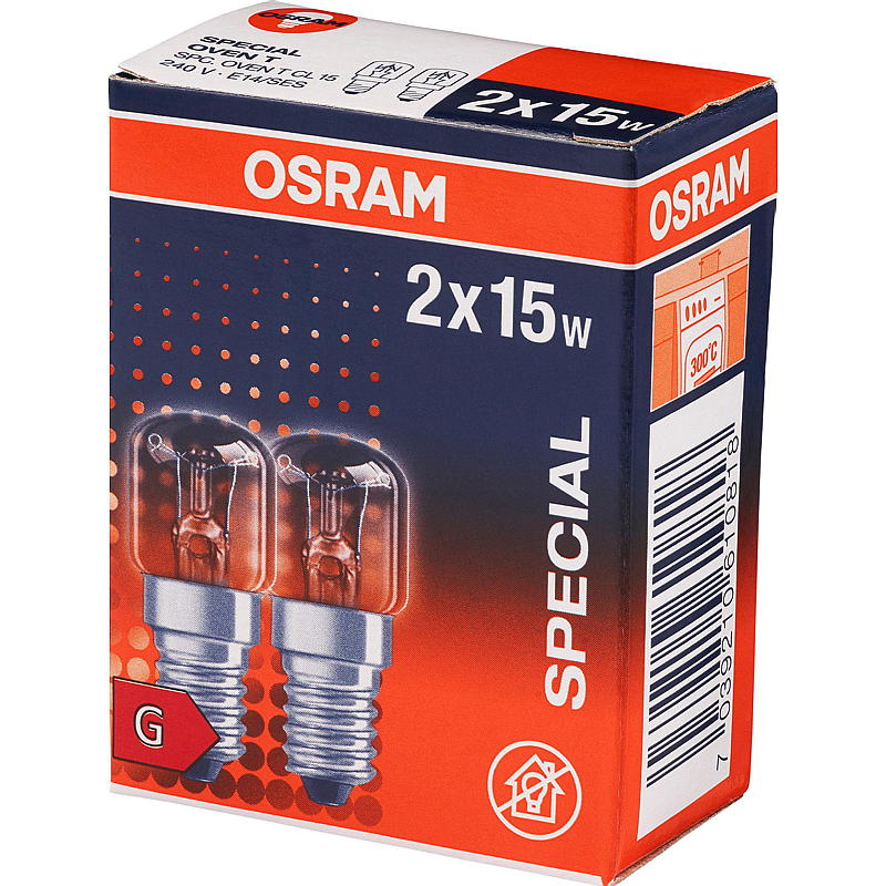 Bombilla para horno Osram de 15 W, paquete de 2 unidades, casquillo E14