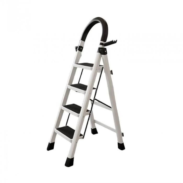 Escalera plegable de aluminio 2 en 1 - MIPAN - Escalera multifuncional - 4 peldaños - 133*74*39cm - Blanca