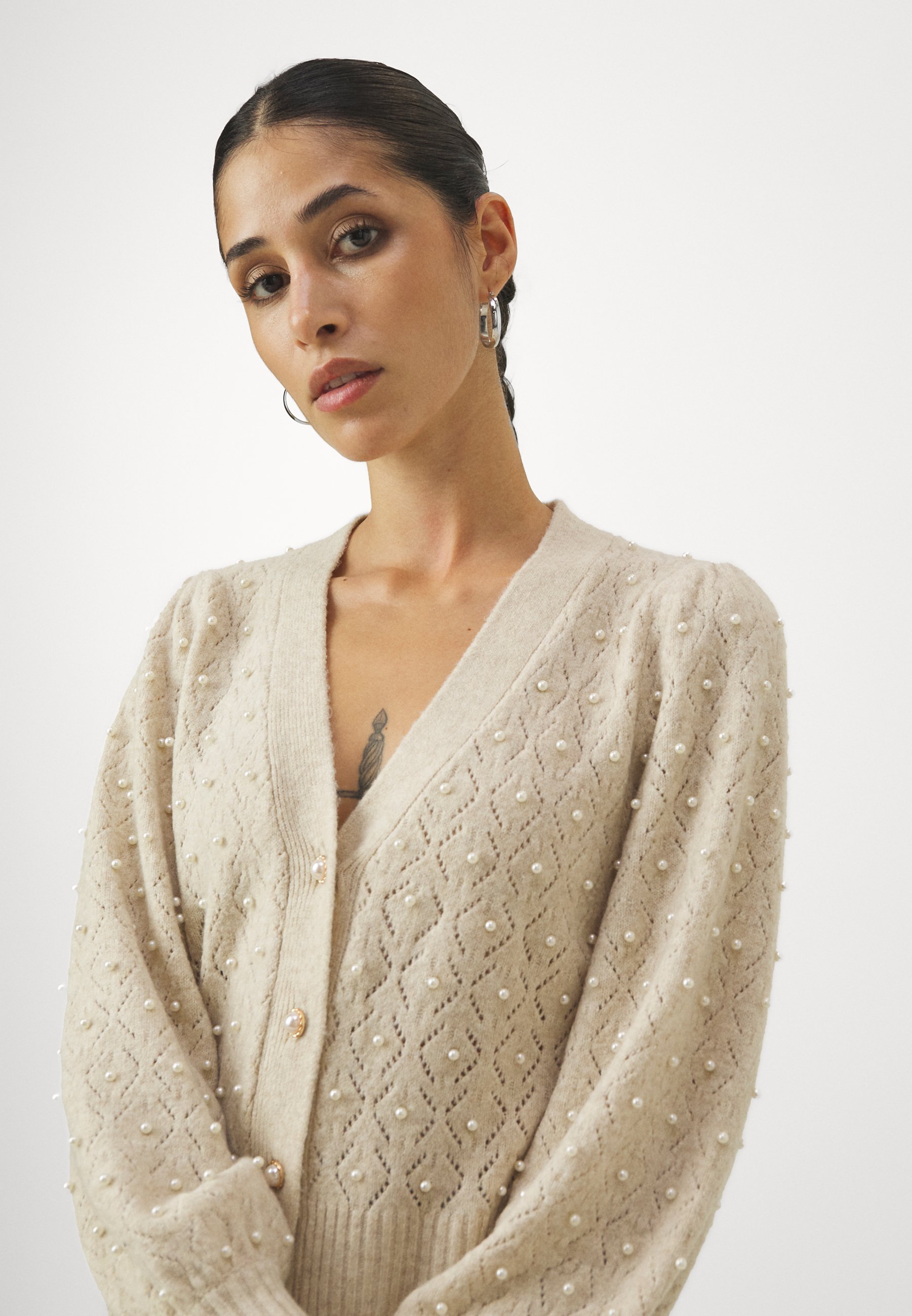 ONLY Petite ONLLIA LIFE PEARL - Cardigan - beige
