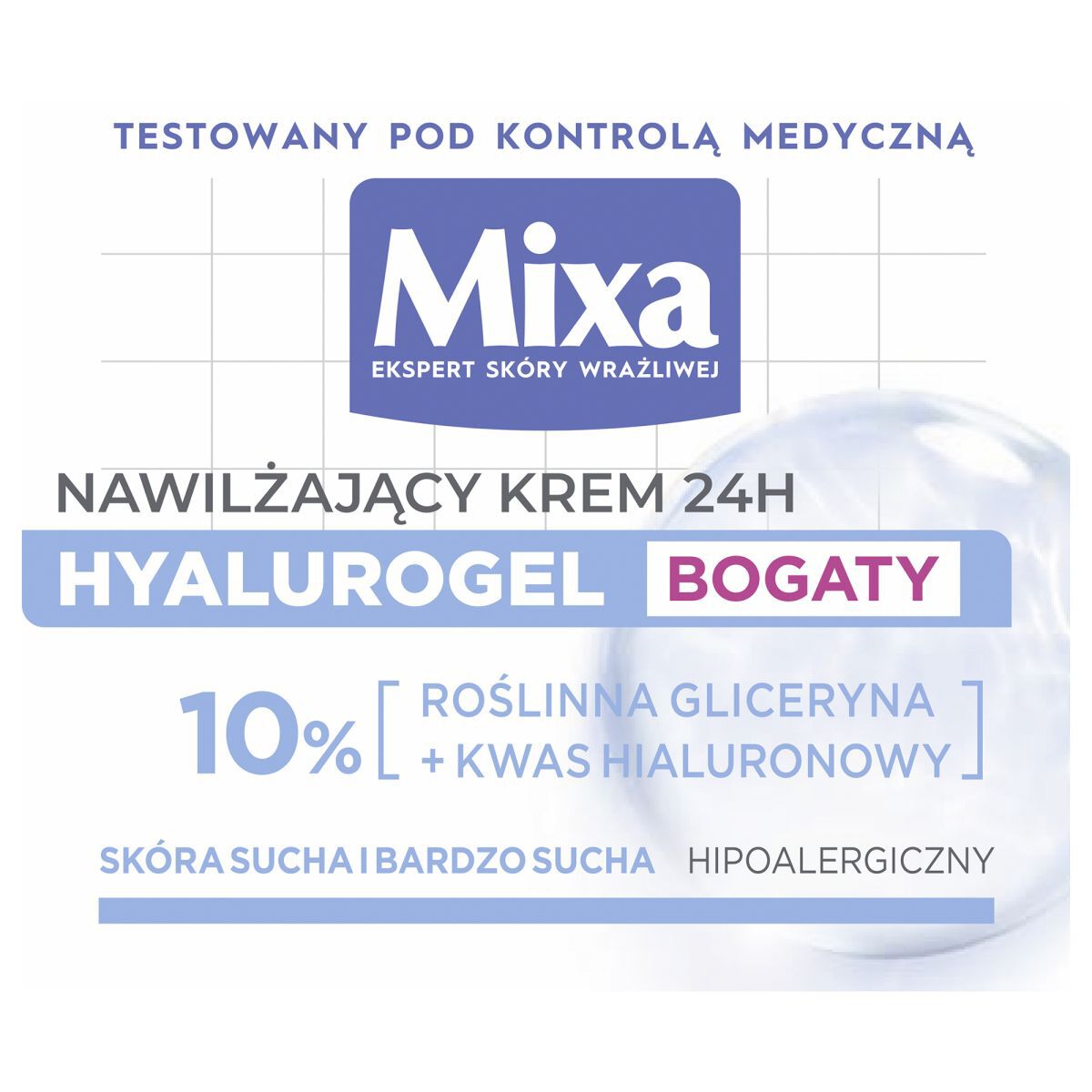 Mixa intensief hydraterende gezichtscrème voor de gevoelige, droge en zeer droge huid 50 ml Hyalurogel