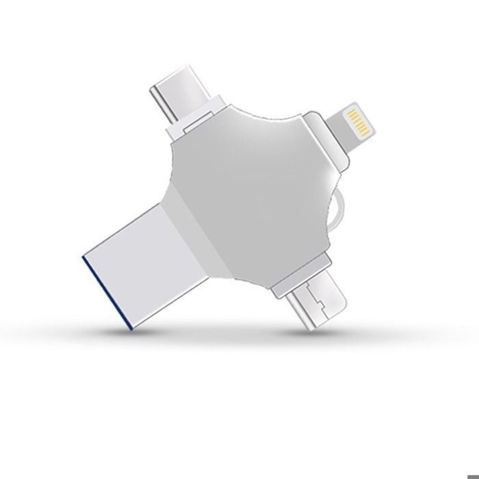 PASHASHOP 4-in-1 1 TB USB 3.0 Typ-C OTG-Flash-Laufwerk – Grau – USB-Stick für Android, PC, Mac, Linux