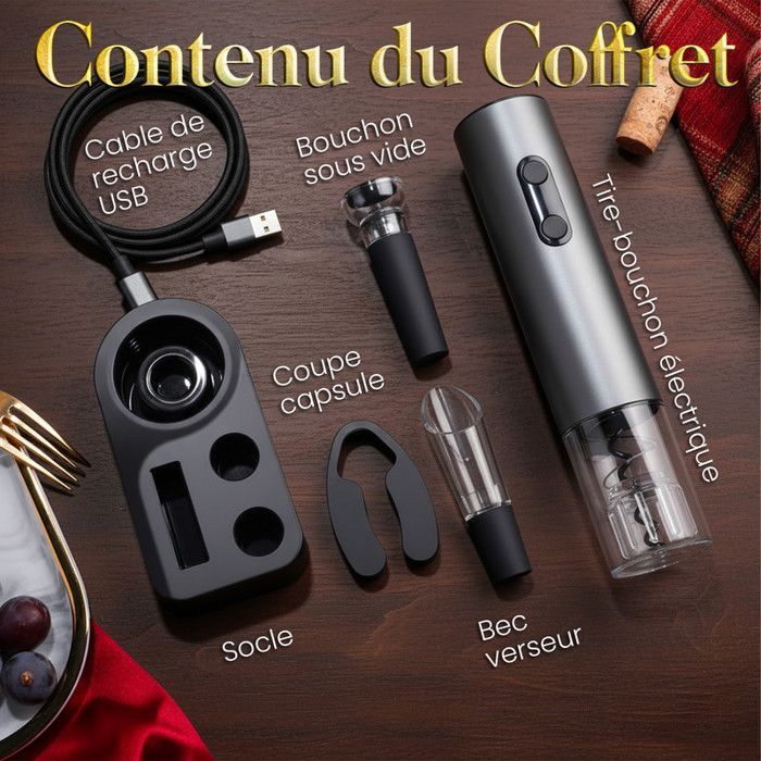 6-in-1 oplaadbare elektrische kurkentrekker - USB-flesopenerset - Origineel kerstcadeau