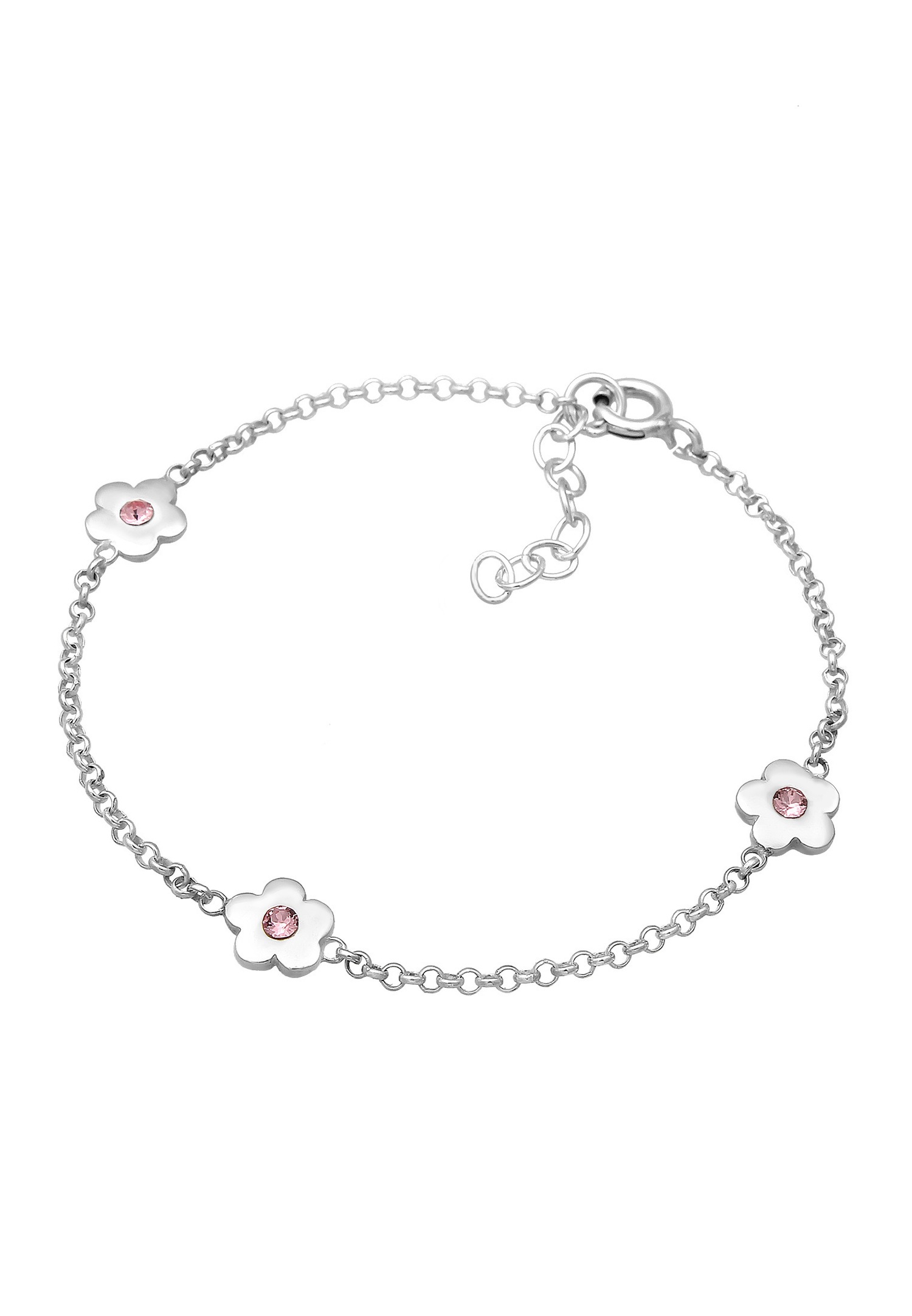 Elli Enfants Fleurs Filigrane avec Cristaux Rose en Argent Sterling 925