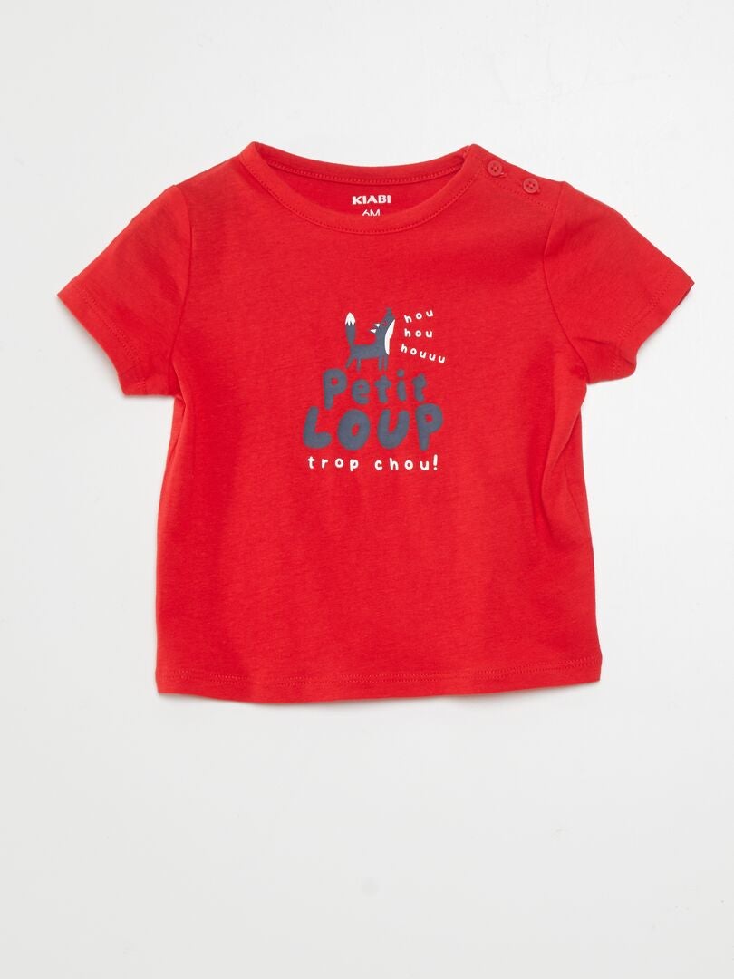 Bedrukt T-shirt met korte mouwen - ROOD