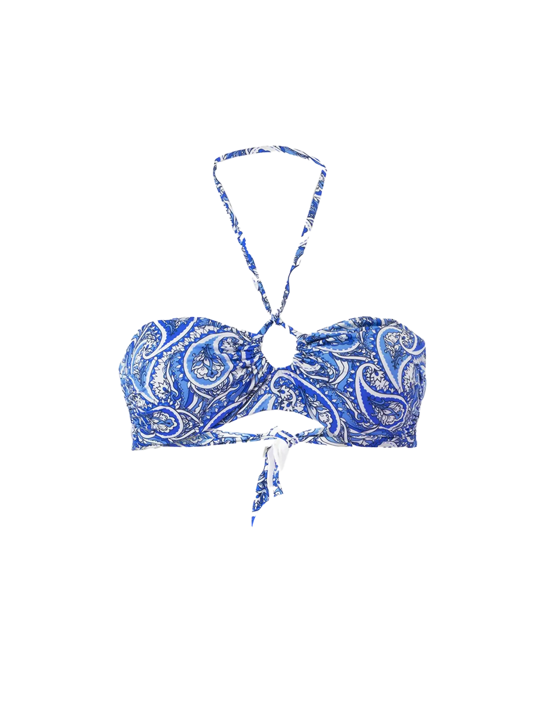 Bandeau top met bandana-print