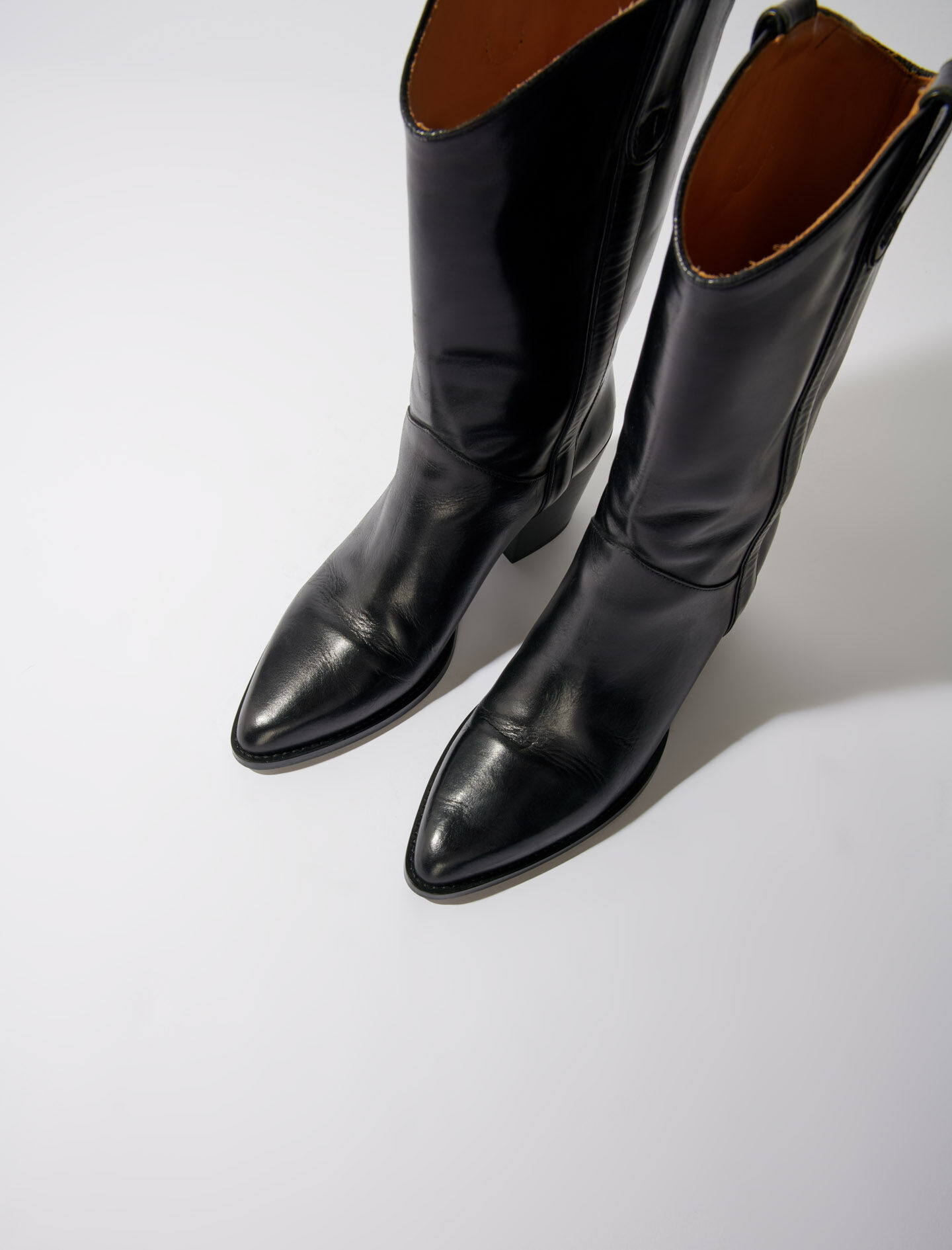 Ghete din piele cu toc - Negre