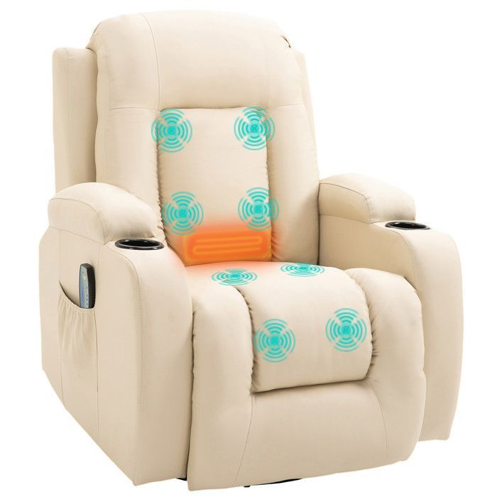 HOMCOM - Elektrische massagestoel - Kunstleer - 85x94x104cm - Crème