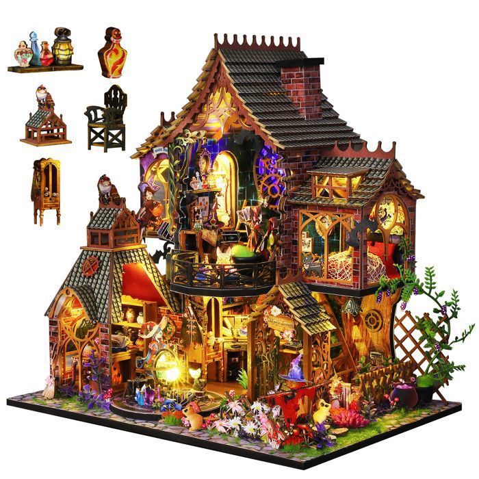 Kit de casa miniatura de madera para armar: modelo en miniatura creativo, decoración artesanal, regalo para adultos y adolescentes.