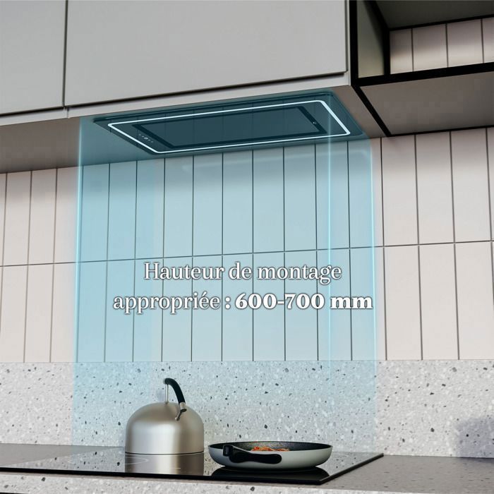 FIREGAS 52cm Built-in Cooker Hood - 450m³/h Extraction Rate - Efficient and Quiet - 9 Speeds - Black - Energy Class A+
