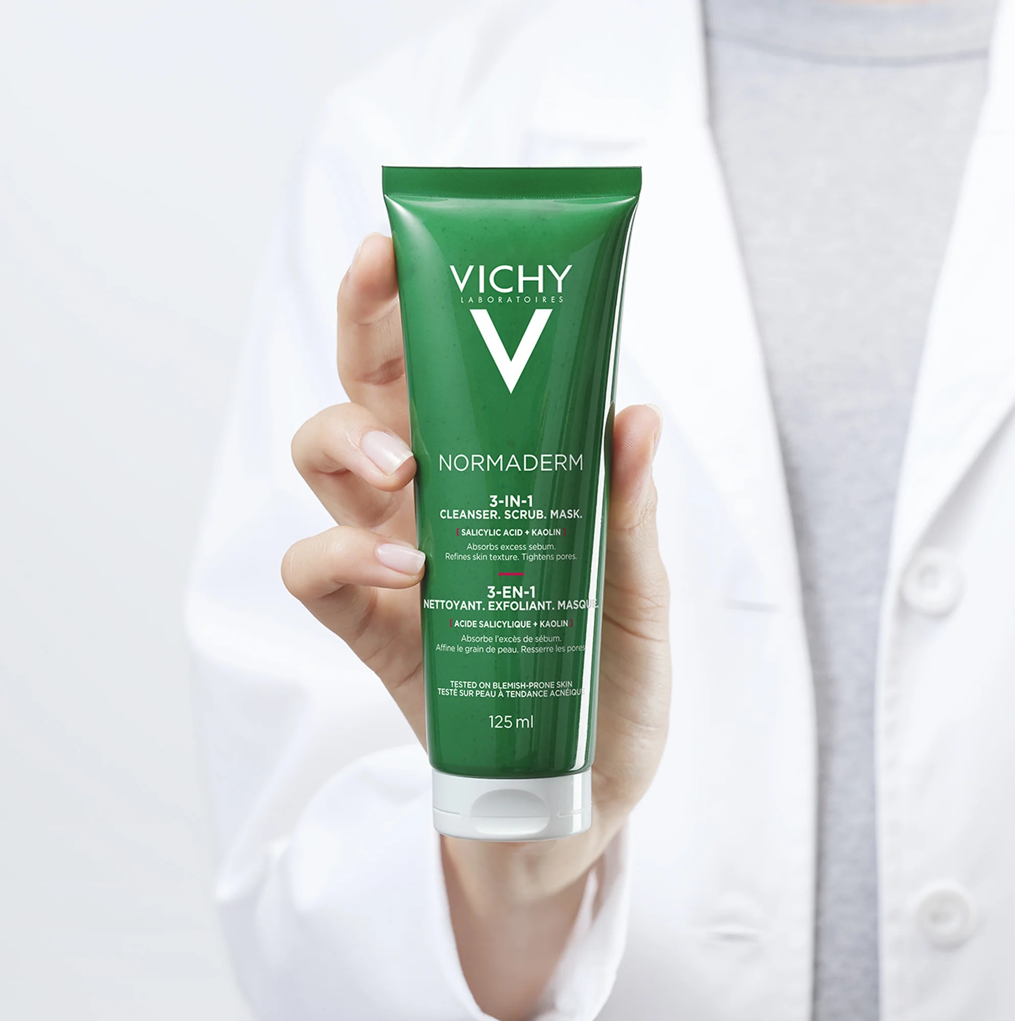 VICHY Vichy Normaderm 3-in-1 exfoliërend en reinigend product 125 ml