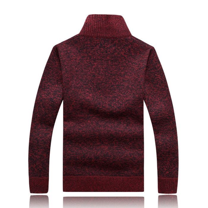 Jersey de hombre, jersey de cuello alto de punto, jersey de manga larga cálido para otoño e invierno - ROJO