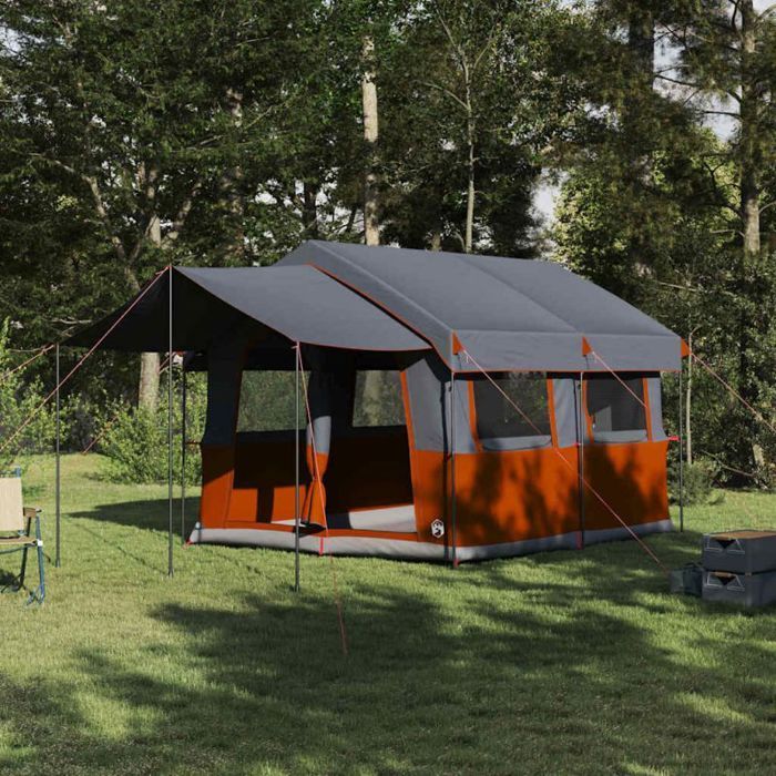 Tienda de campaña familiar VidaXL 324 x 255 x 230 cm — Poliéster impermeable 185T Gris/Naranja