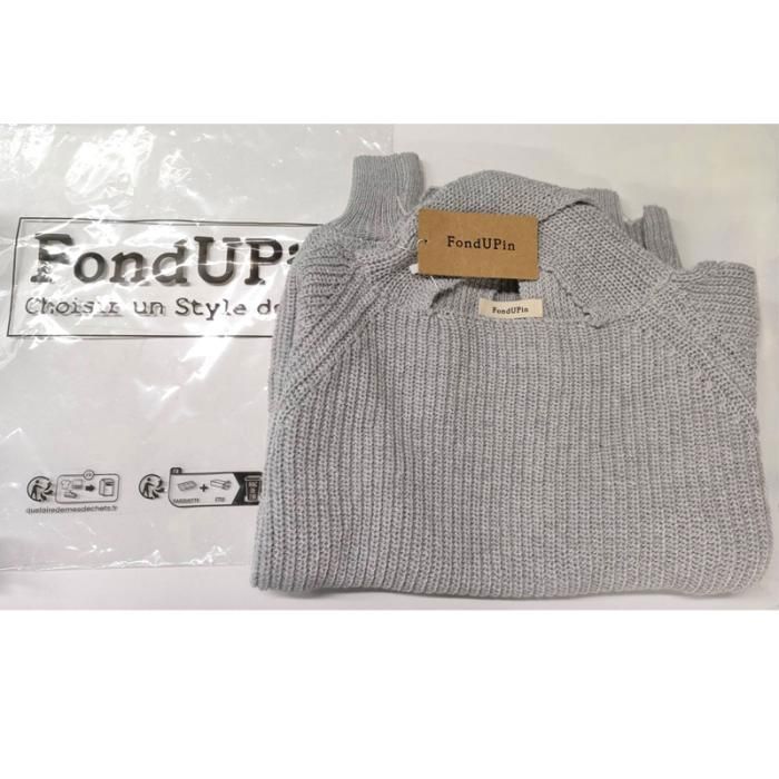 Pull Femme,Pull Femme D'hive Manches Longues,Chandail Elégant à Épaule Dénudée pour Femmes,Gris