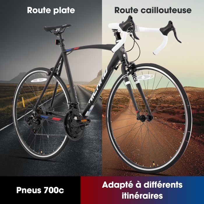 Hiland Véloe Route Course 700c racefiets voor in de stad - Racefiets met 14 versnellingen - Maat L - Zwart