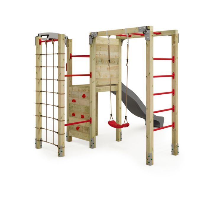 WICKEY FIT Cross 872 Área de juegos y estación de fitness: tobogán de 220 cm, columpio y barra de dominadas. 5 años de garantía*.