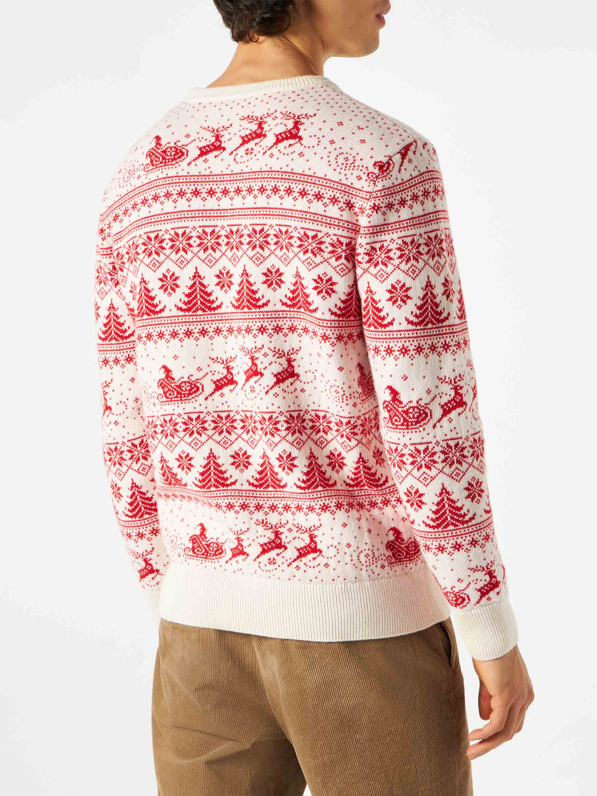 Jersey blanco de hombre con estampado navideño