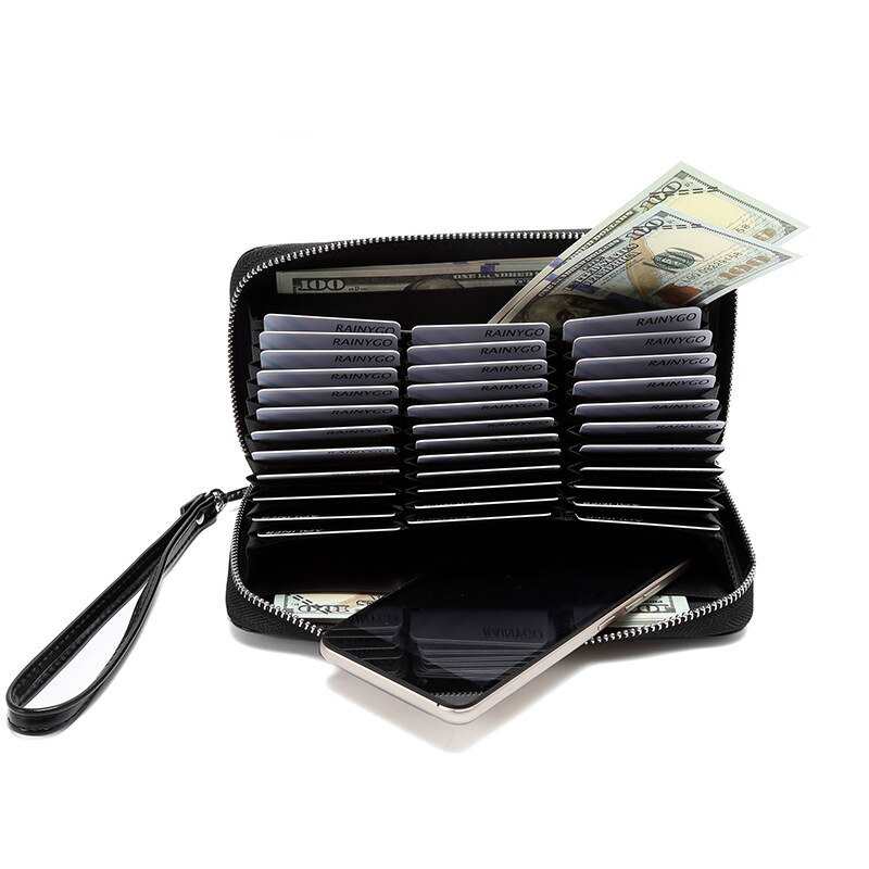 Portafoglio lungo da donna in vera pelle, portamonete multifunzionale per uomo e donna, porta carte di credito/biglietti da visita.