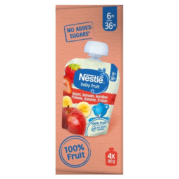 Nestlé vrečke za stiskanje jabolk, banan in jagod 6+M<br>4 kosi