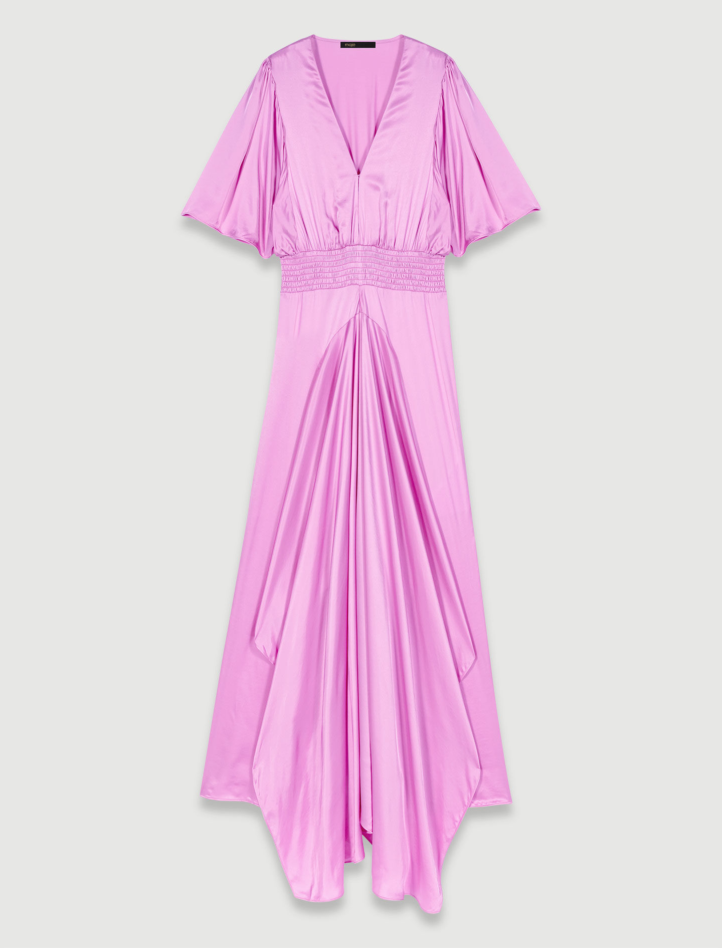 Rochie lungă din satin - Roz
