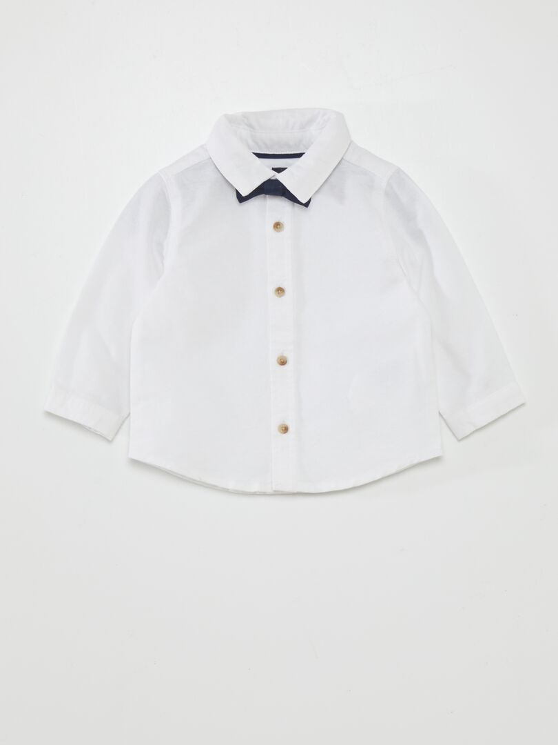 Camisa branca + gravata borboleta - 2 peças - branco