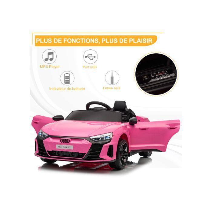 Coche eléctrico infantil Audi RS e-tron GT - LALAHO - para niños de 3 a 5 años - 103 x 58 x 41 cm - Rosa