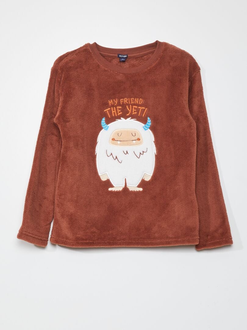 Conjunto de pijama com camiseta e calça - 2 peças - MARROM