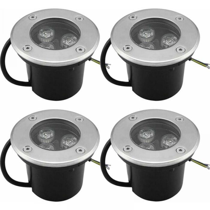 Paquete de 4 focos LED empotrables para exteriores de 3 W IP65, 270 lúmenes, redondos, para patio, jardín y exteriores.