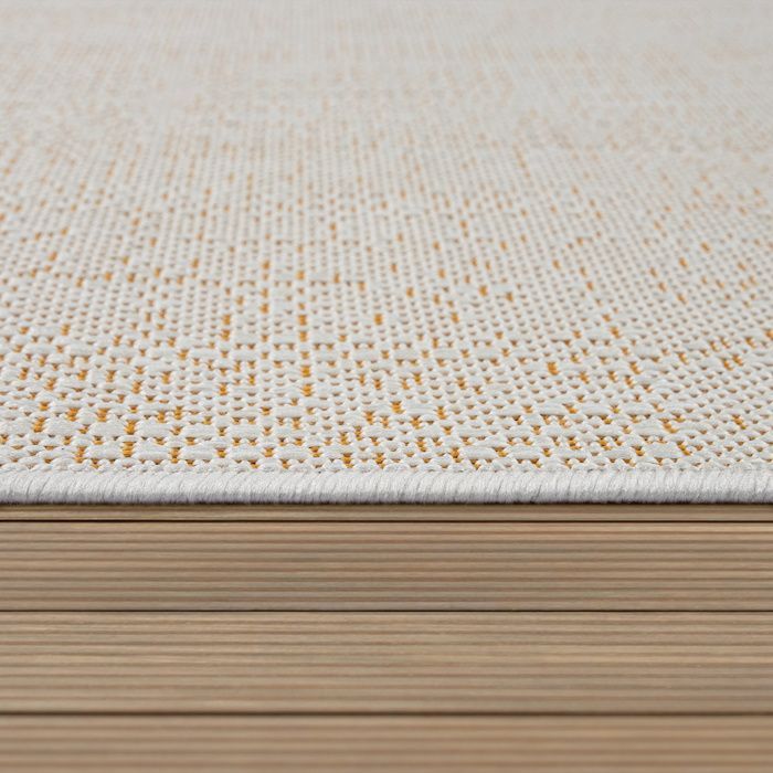 Alfombra de exterior para terraza y balcón, estampado geométrico, moderna, beige [120x170 cm]