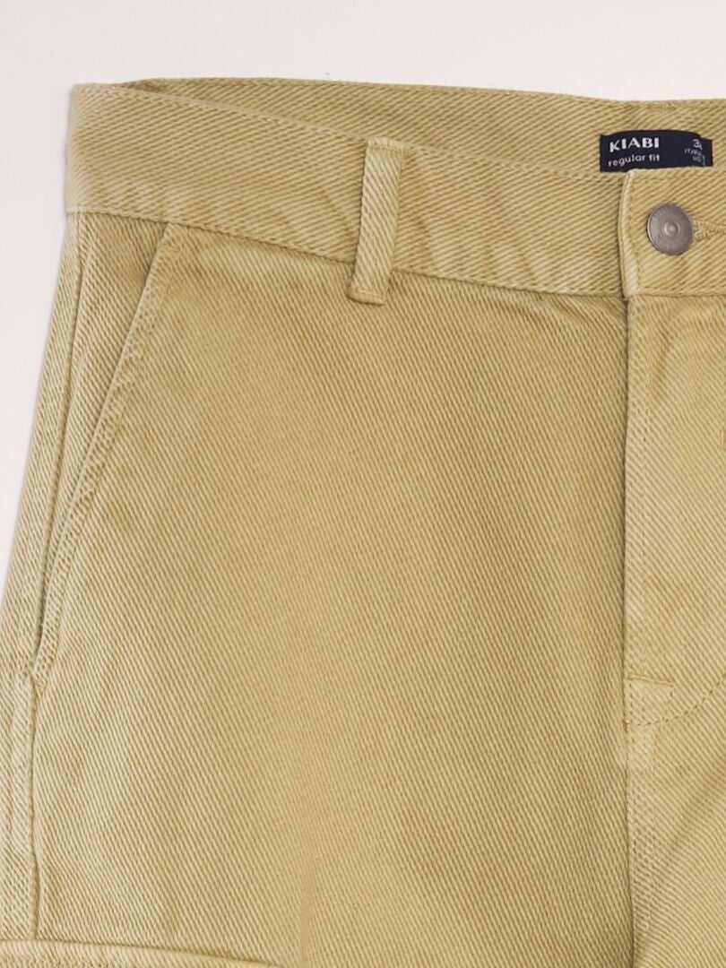 Calça jeans reta com bolsos laterais - VERDE