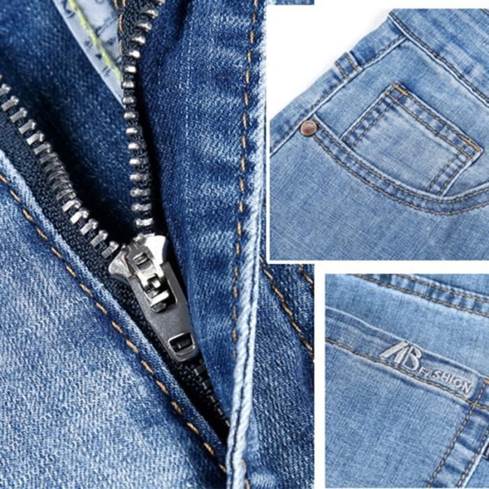 Jeans da uomo a gamba dritta, vestibilità regolare, taglie forti, elasticizzati, 5 tasche, effetto slavato - Grigio