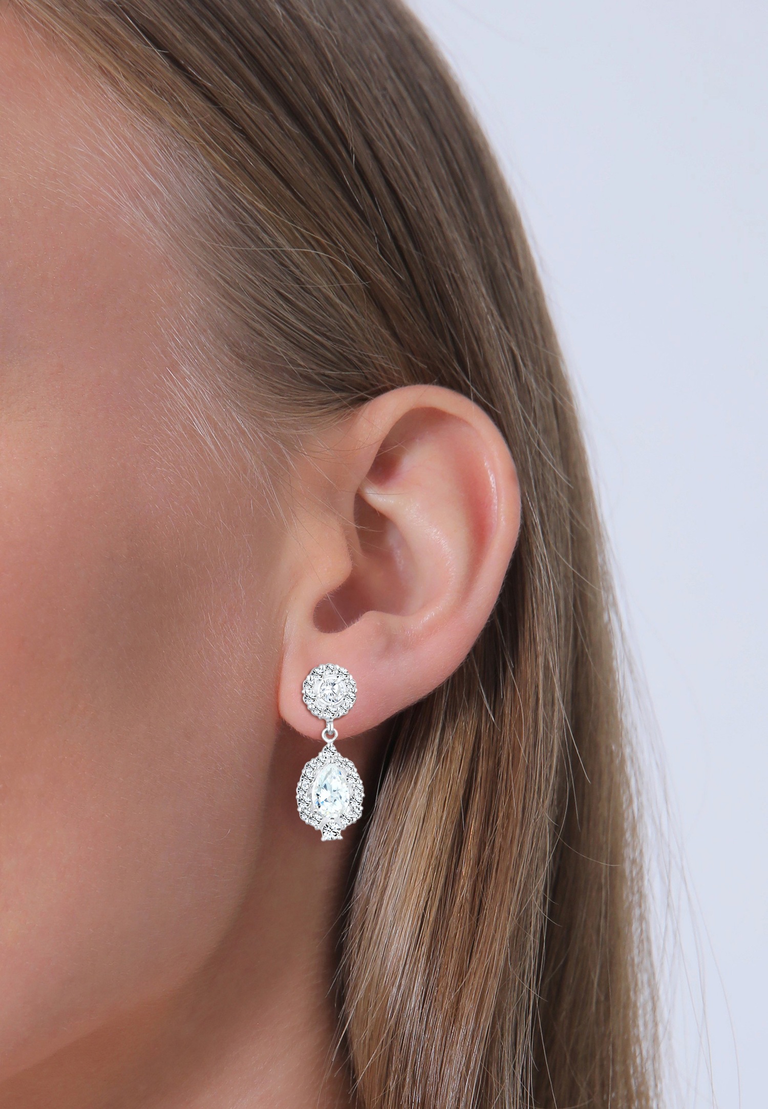 Elli PREMIUM Femmes pendentif d'oreilles Glamour Vintage avec cristaux de zirconium en argent sterling 925